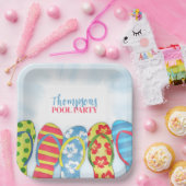 Leuke Tropische Zomer Teenslippers Zwembad Party L Papieren Bordje (Feest)