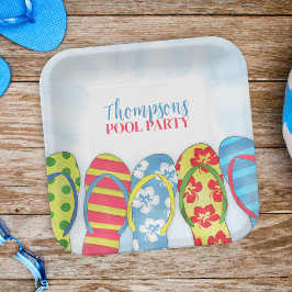 Leuke Tropische Zomer Teenslippers Zwembad Party L Papieren Bordje