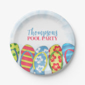Leuke Tropische Zomer Teenslippers Zwembad Party L Papieren Bordje (Voorkant)