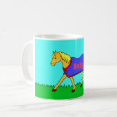 Leuke Trotting Pony met Naam op Tapijt Koffiemok (Voorkant links)