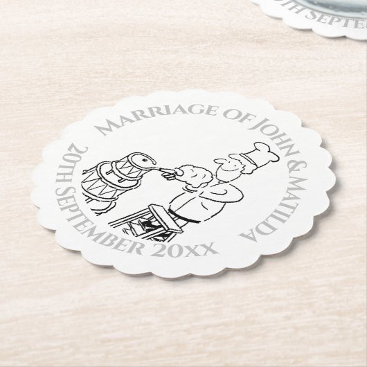 Leuke trouwdag bruiloft receptie papier Onderzette Kartonnen Onderzetters (Gekanteld)