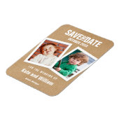 Leuke trouwdatum kinderfoto's rustiek magneet (Linkerzijde)