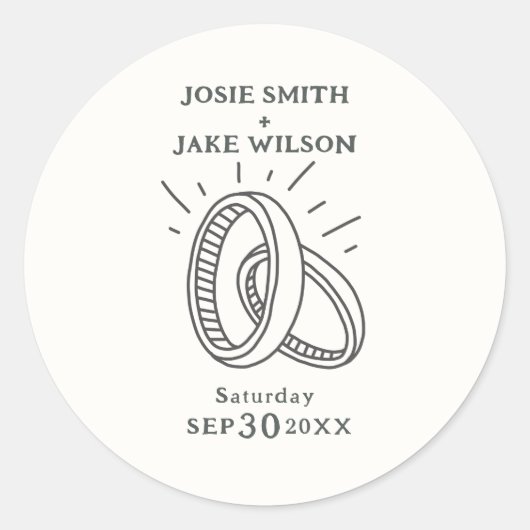 Leuke trouwringen bruiloft ronde sticker (Voorkant)