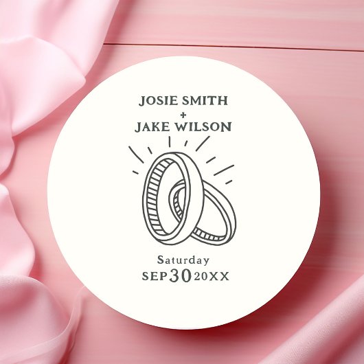Leuke trouwringen bruiloft ronde sticker