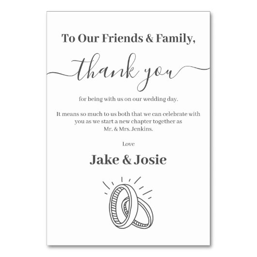 Leuke trouwringen dank u Tafel Kaart (Voorkant)