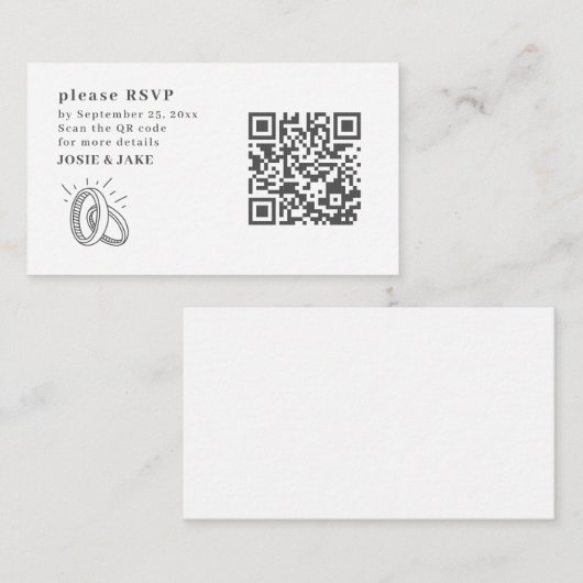Leuke trouwringen illustratie RSVP QR-code Informatiekaartje (Voorkant / Achterkant)