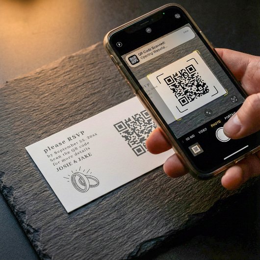 Leuke trouwringen illustratie RSVP QR-code Informatiekaartje