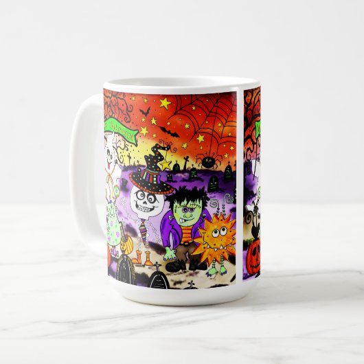 Leuke truc voor traktaties Halloween Spooky Fun Koffiemok (Voorkant links)