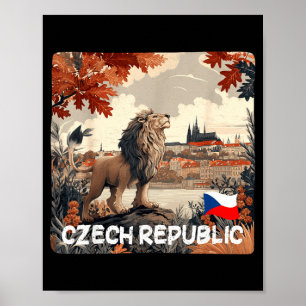 Leuke Tsjechische republiek stad grafisch met leeu Poster