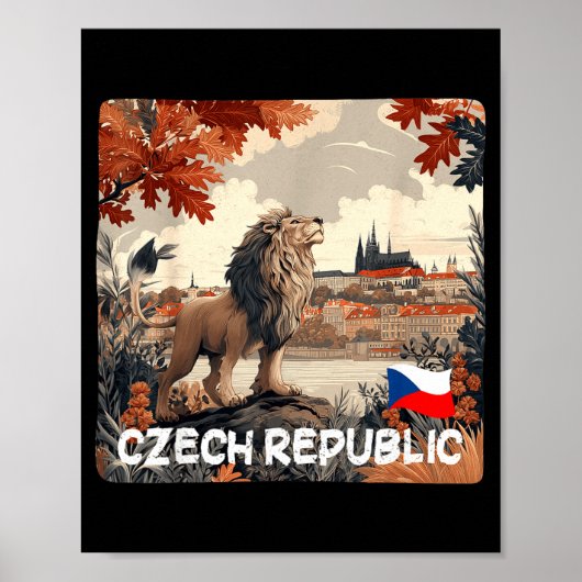 Leuke Tsjechische republiek stad grafisch met leeu Poster (Voorkant)