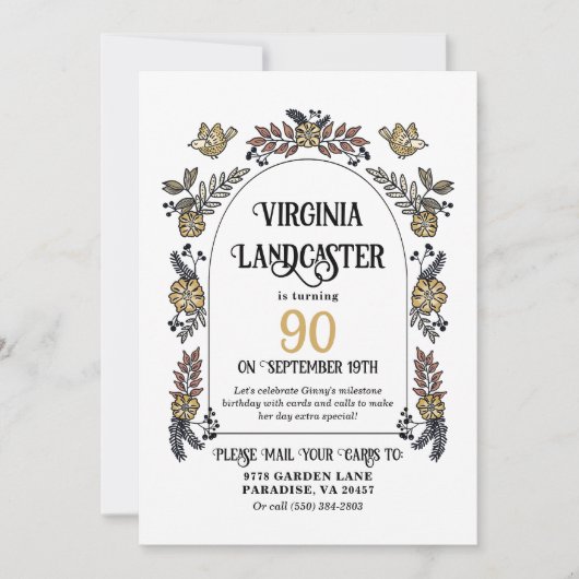 Leuke Tuin 90e Verjaardag Kaart Douche (Voorkant)