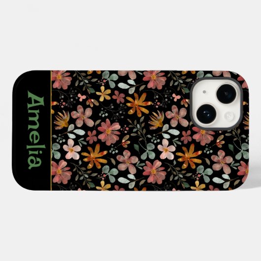 Leuke tuin roze sinaasappel patroonnaam zwart Case-Mate iPhone case (Achterkant (horizontaal))