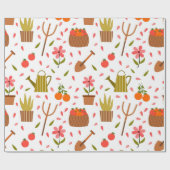 Leuke tuingereedschappen en Planten Naadloze Patro Cadeaupapier (Vlak)