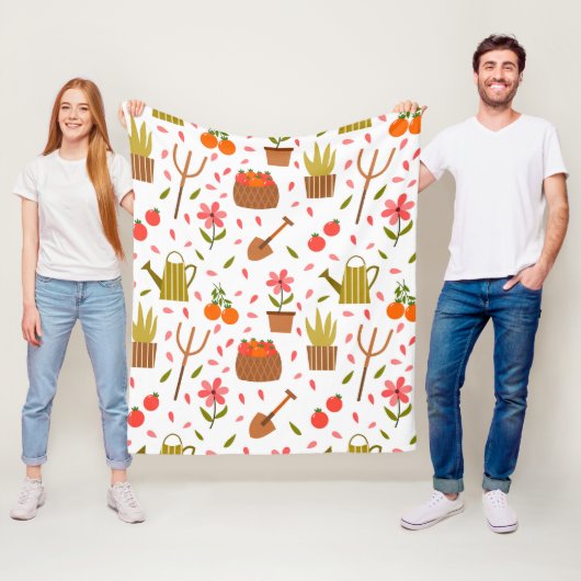 Leuke tuingereedschappen en Planten Naadloze Patro Fleece Deken (In situ)