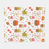 Leuke tuingereedschappen en Planten Naadloze Patro Fleece Deken (Voorkant (Horizontaal))