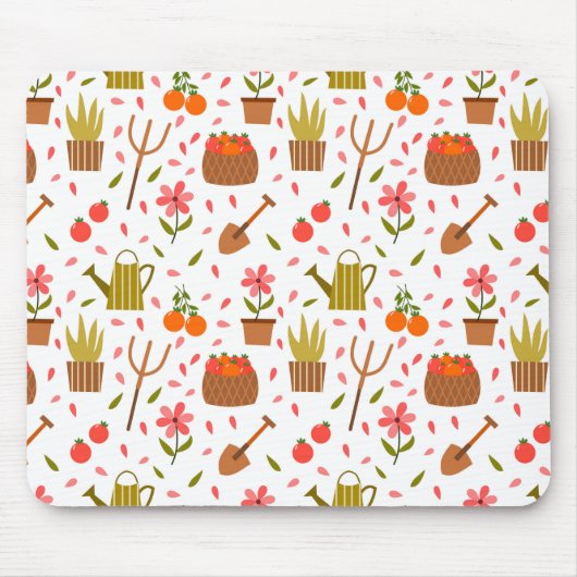 Leuke tuingereedschappen en Planten Naadloze Patro Muismat (Voorkant)