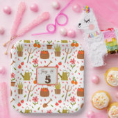 Leuke tuingereedschappen en Planten Naadloze Patro Papieren Bordje (Feest)