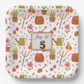 Leuke tuingereedschappen en Planten Naadloze Patro Papieren Bordje (Voorkant)