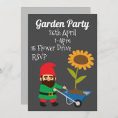 Leuke tuinkabouter Tuin feestfunctie Uitnodiging (Voorkant / Achterkant)