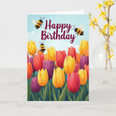 Leuke Tulp Verjaardagskaart Kaart (Gele Bloem)