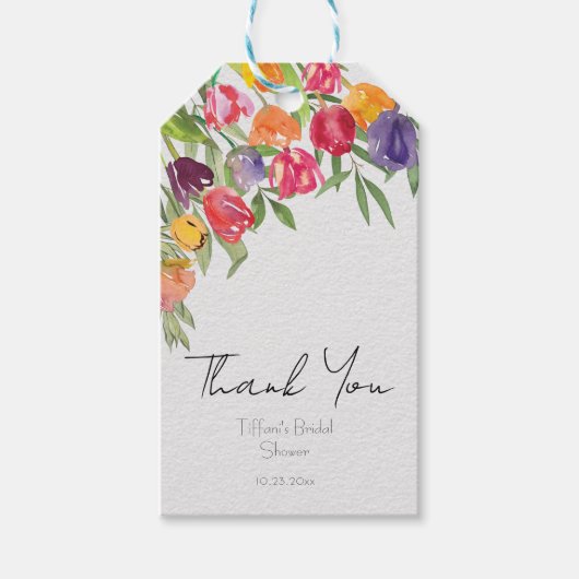 Leuke Tulpen en Groene Bruidsmeisjes Uitnodiging B Cadeaulabel (Voorkant)