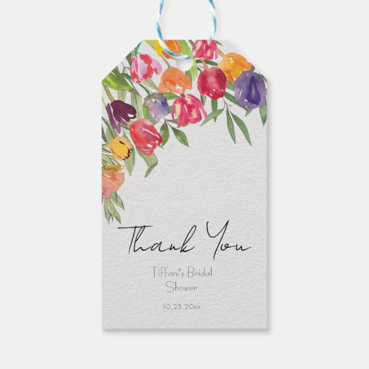 Leuke Tulpen en Groene Bruidsmeisjes Uitnodiging B Cadeaulabel (Achterkant)