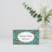 Leuke Turquoise Dierenprint Visitekaartje (Staand voorkant)