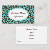 Leuke Turquoise Dierenprint Visitekaartje (Voorkant / Achterkant)