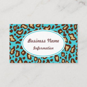 Leuke Turquoise Dierenprint Visitekaartje