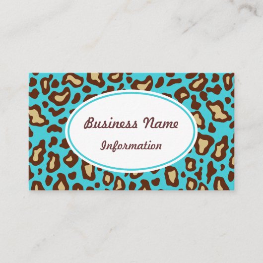 Leuke Turquoise Dierenprint Visitekaartje (Voorkant)