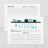 Leuke Turquoise Keuken Gadgets Bruids Recept Kaart (Voorkant / Achterkant)