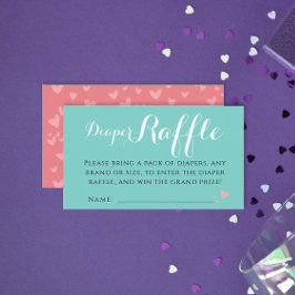 Leuke Turquoise Koraal Roze Luier Raffle Baby Part Informatiekaartje