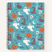Leuke turquoise krabbel Halloween patroon Notitieboek (Voorkant)