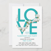 Leuke Turquoise Liefdesviering Script Foto Bloem Kaart (Voorkant)