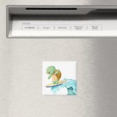 Leuke Turtle Kawaii vierkante magneet (Insitu (Vaatwasser))