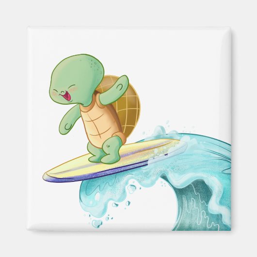 Leuke Turtle Kawaii vierkante magneet (Voorkant)