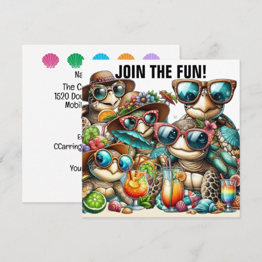 Leuke Turtles verzamelen Kaart (Voorkant / Achterkant)