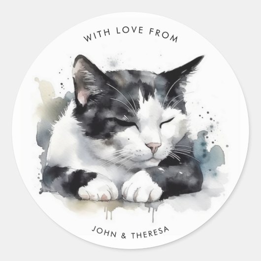 Leuke Tuxedo kat adres envelop sticker label (Voorkant)