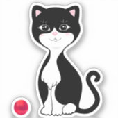 Leuke Tuxedo Kat Cartoon Sticker (Voorkant)