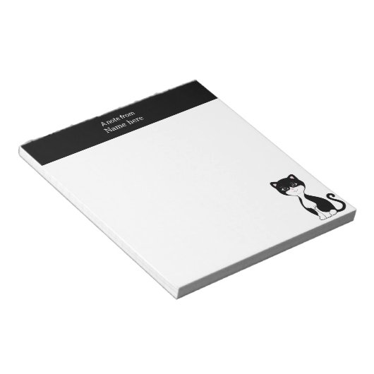 Leuke Tuxedo Kat & Roze Koptekst Eenvoudig Notitieblok (Schuin)