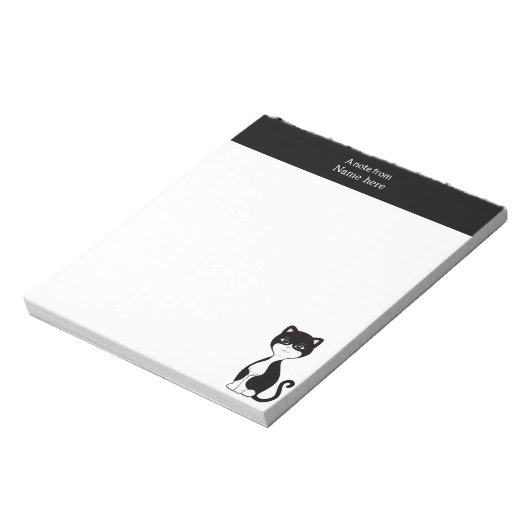 Leuke Tuxedo Kat & Roze Koptekst Eenvoudig Notitieblok (Linkerzijde)