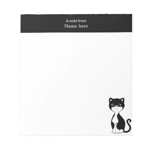 Leuke Tuxedo Kat & Roze Koptekst Eenvoudig Notitieblok (Voorkant)
