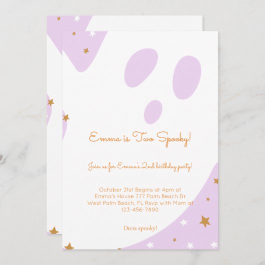 Leuke Twee Spooky Halloween Verjaardagsuitnodiging Kaart (Voorkant / Achterkant)