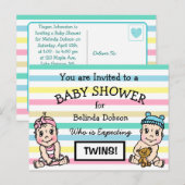 Leuke tweeling baby douche uitnodigingen (Voorkant / Achterkant)