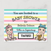 Leuke tweeling baby douche uitnodigingen (Voorkant)