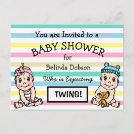 Leuke tweeling baby douche uitnodigingen
