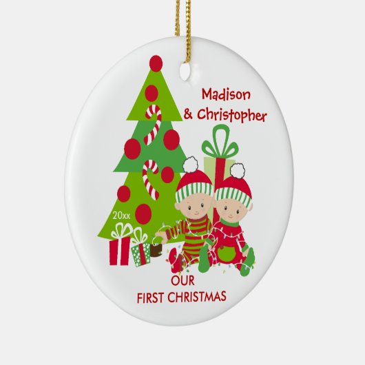 Leuke tweeling zeer eerste kerst Ornament (Rechts)