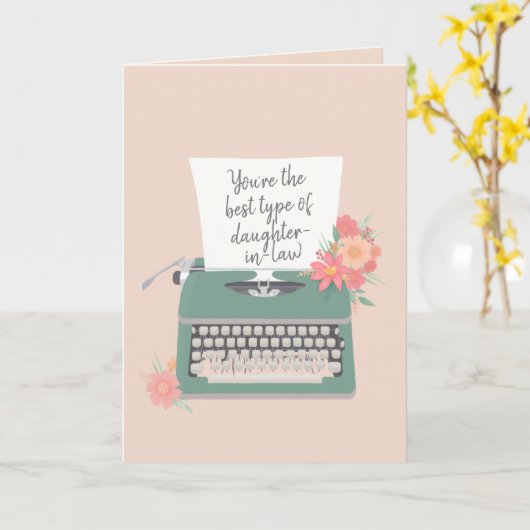 Leuke typemachine & bloemen Beste schoondochter Kaart (Gele Bloem)