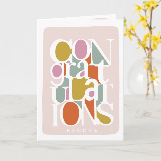 Leuke typografie op maat ontwerp Gefeliciteerd Kaart (Gele Bloem)