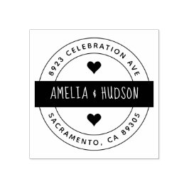 Leuke Typografie Ronde Bruiloft Retouradres Rubberstempel